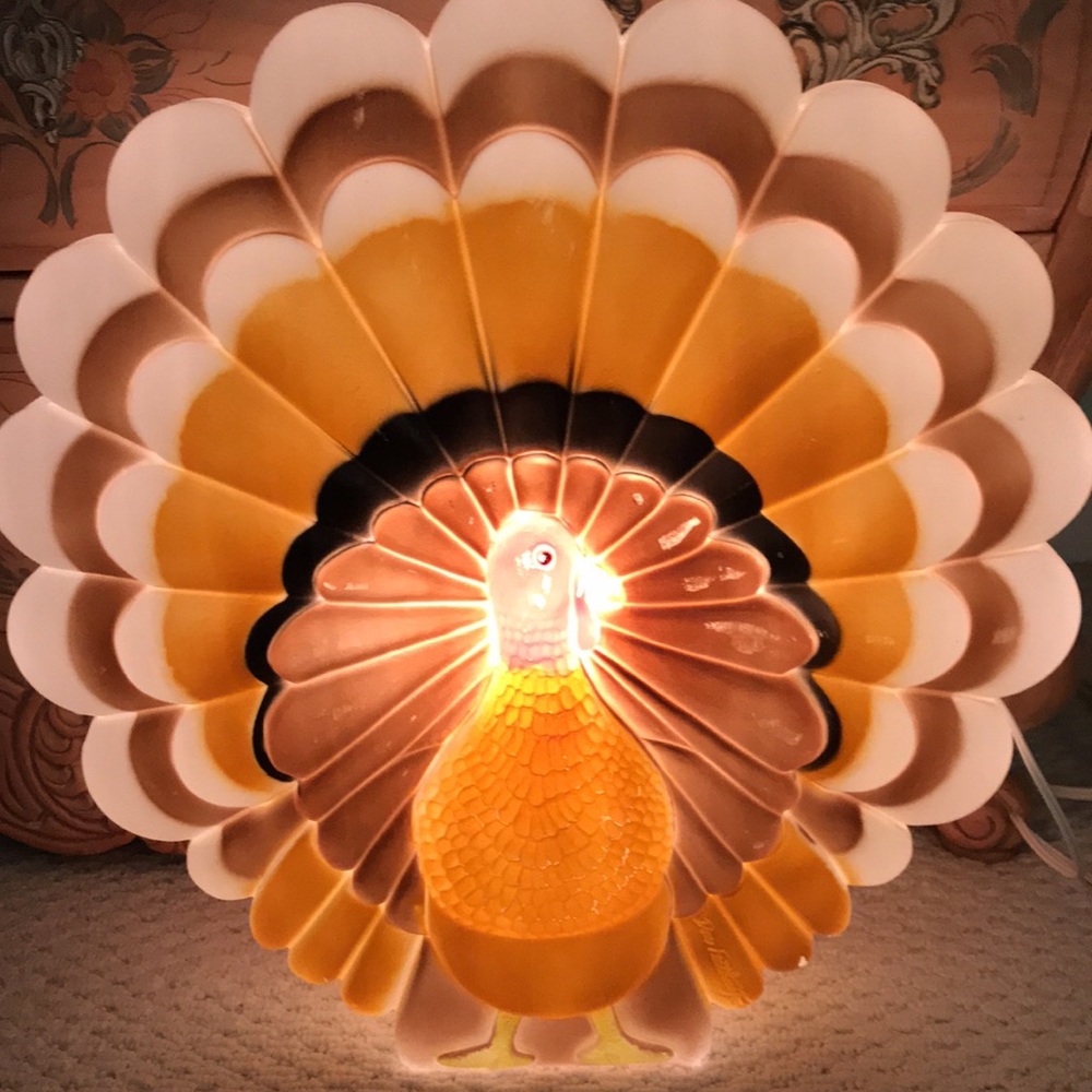 Vintage Turkey Lighted Blow Mold Union Products Thanksgiving Indoor Outdoor